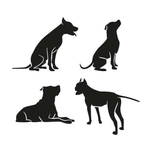 Handgezeichnete Tiere-Silhouette-Set