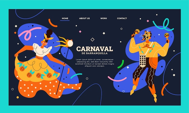 Kostenloser Vektor handgezeichnete vorlage für die landingpage von carnaval de barranquilla