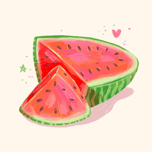 Handgezeichnete Wassermelonenillustration mit Buntstift