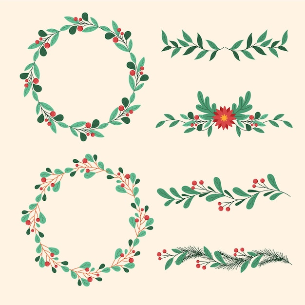 Handgezeichnete Weihnachtsrahmen und Rahmensammlung