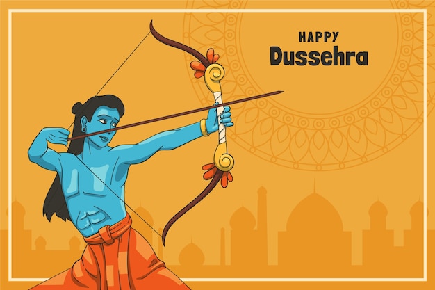 Kostenlose Vektor handgezeichneter dussehra-hintergrund