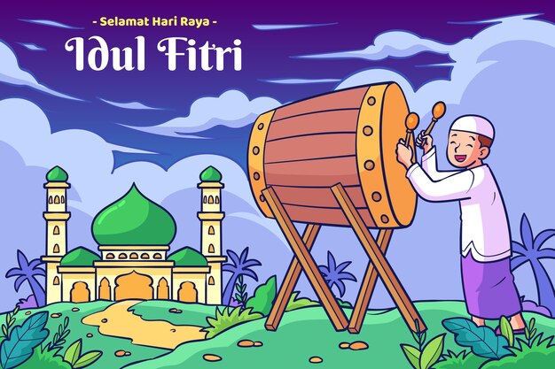 Handgezeichneter idul fitri Hintergrund