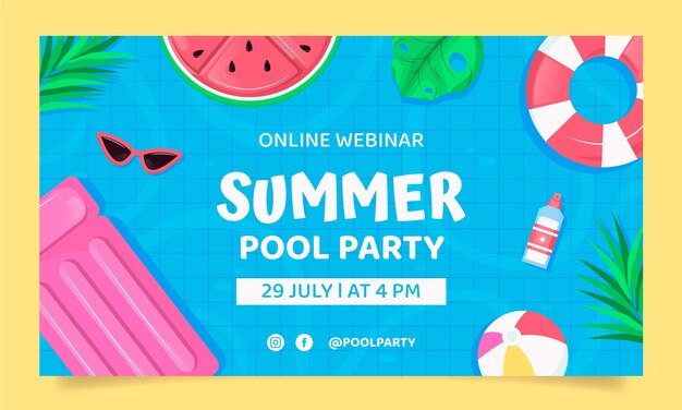 Handgezeichnetes, farbenfrohes Poolparty-Webinar