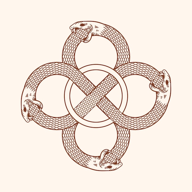 Kostenlose Vektor handgezeichnetes ouroboros-symbol