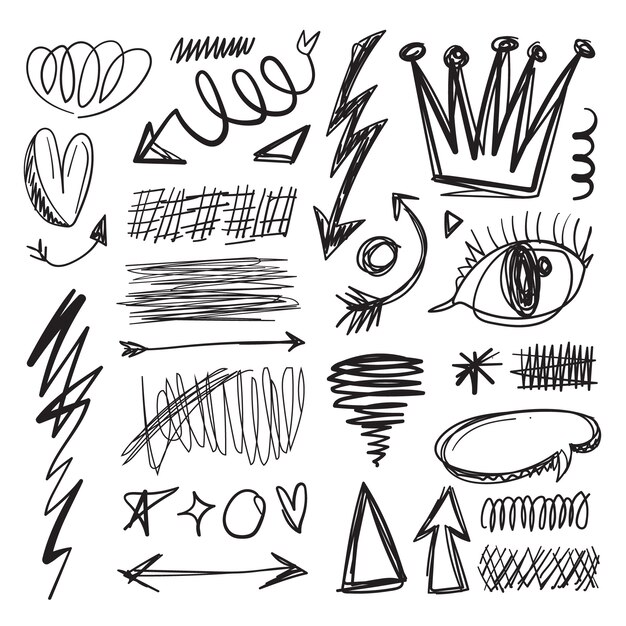 Handgezeichnetes Scribble-Set