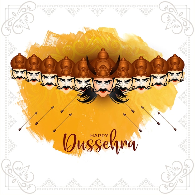 Kostenlose Vektor happy dussehra festival feier grußkarte hintergrunddesign