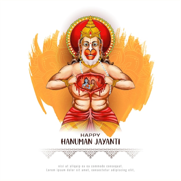 Kostenloser Vektor happy hanuman jayanti indisches fest dekoratives hintergrunddesign