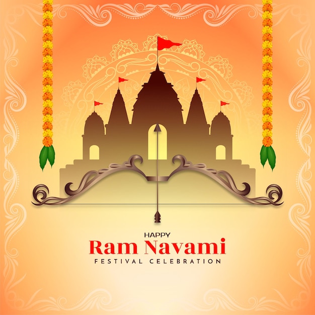 Kostenlose Vektor happy ram navami festival feier tempel hintergrund vektor