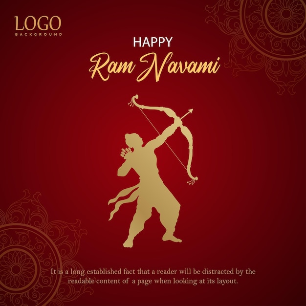 Kostenlose Vektor happy ram navami grüße maroon beige hintergrund indischer hinduismus festival social media banner free vector