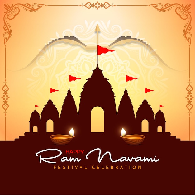 Kostenlose Vektor happy ram navami religiöses indisches festival schöner hintergrundvektor