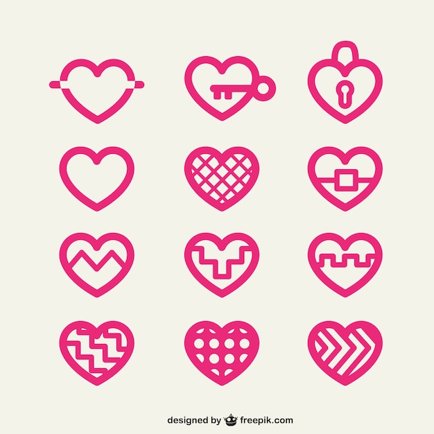 Kostenloser Vektor heart icons