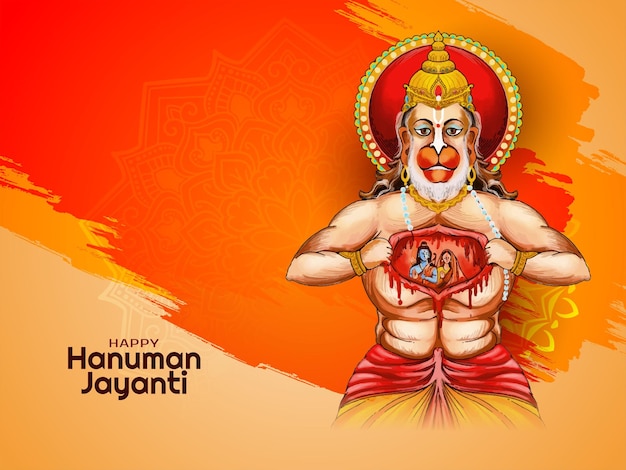 Kostenloser Vektor hintergrunddesign für das happy hanuman jayanti hindu-festival