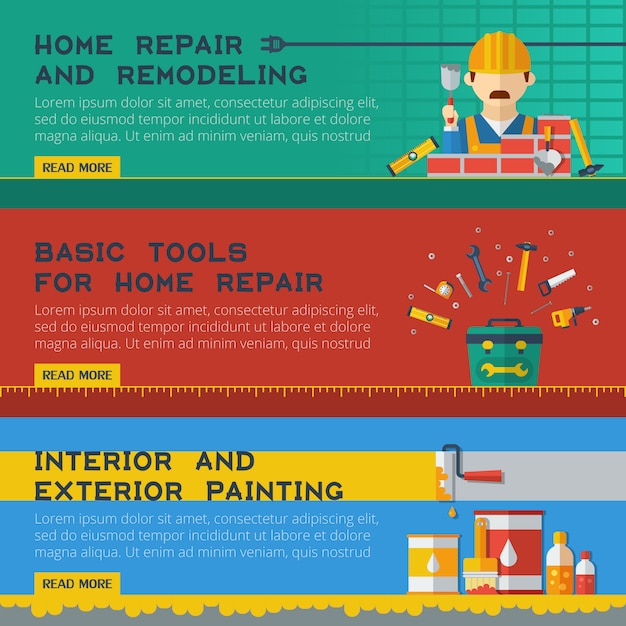 Kostenlose Vektor home repair service flachbanner ser