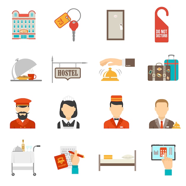 Kostenlose Vektor hotel icons set