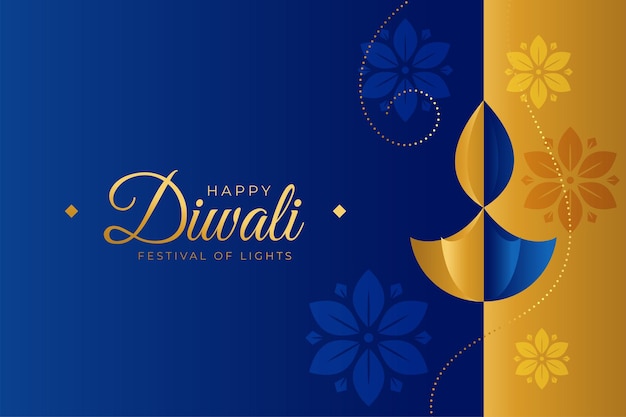 Kostenloser Vektor indische diwali-festival-grußkarte mit künstlerischem lampendesign