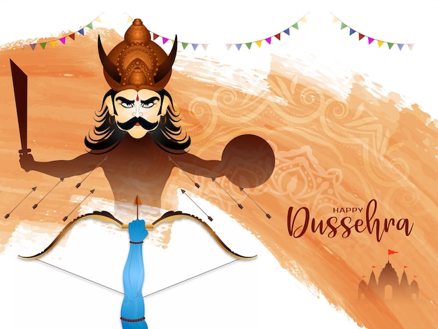 Kostenlose Vektor indisches kulturelles happy dussehra festival vijaya dashami hintergrunddesign