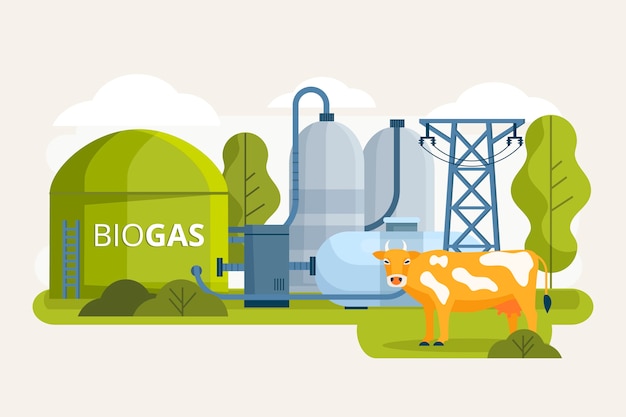 Kostenlose Vektor industrie-biogas-illustration