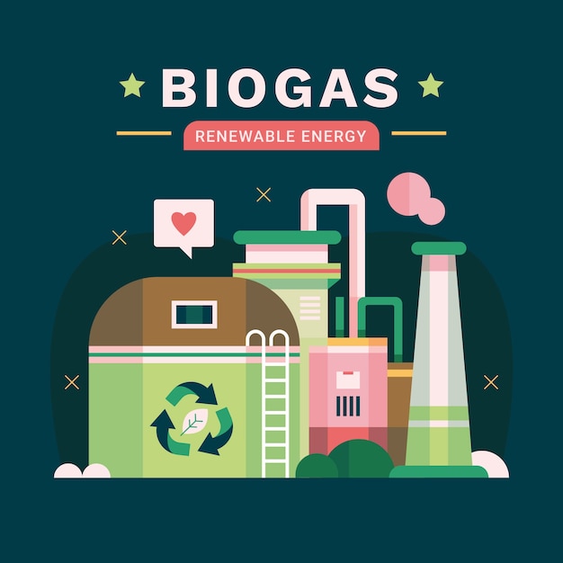 Kostenloser Vektor industrie-biogas-illustration