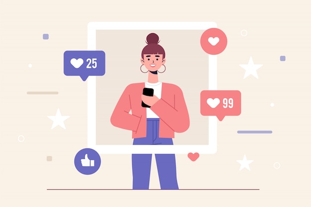 Influencer Frau auf Social Media Landing Page