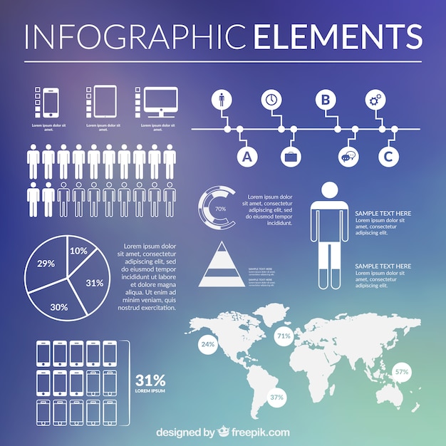 Kostenlose Vektor infografik-elemente über einen gradienten hintergrund