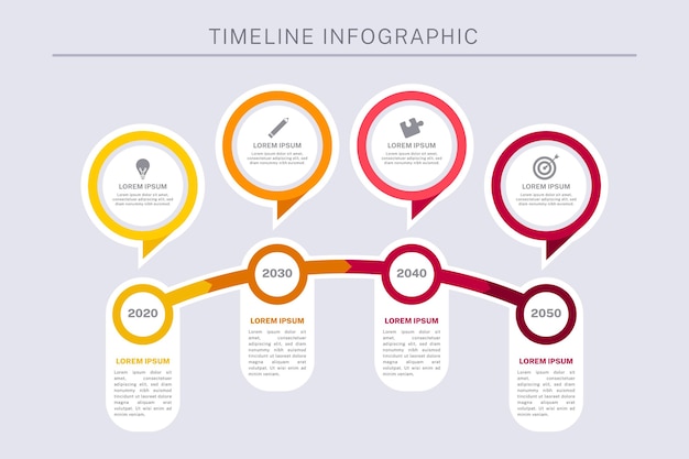 Infografik mit Zeitachse für flaches Design