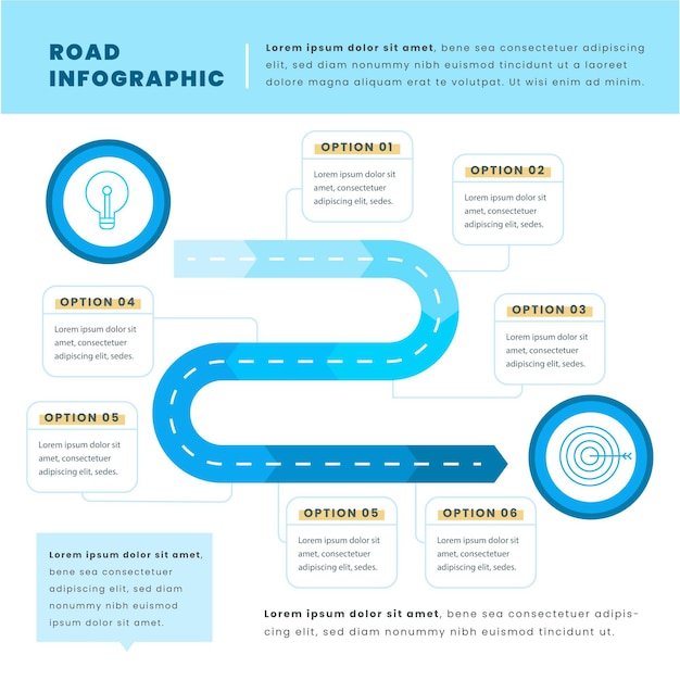 Kostenloser Vektor infografik-vorlage für eine flache roadmap