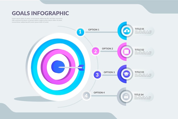 Kostenlose Vektor infografik-vorlage für ziele