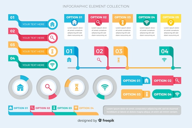 Kostenloser Vektor infographic elementsammlung des flachen designs