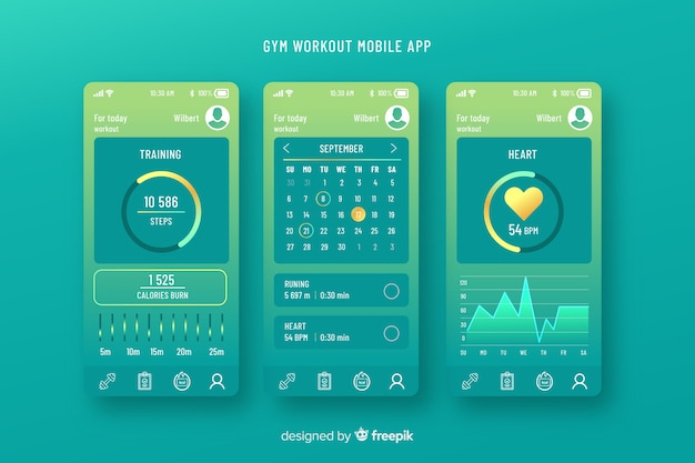 Kostenlose Vektor infographic schablone der mobilen app der eignung