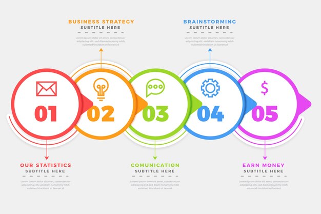 Infographic Schrittschablone des flachen Designs