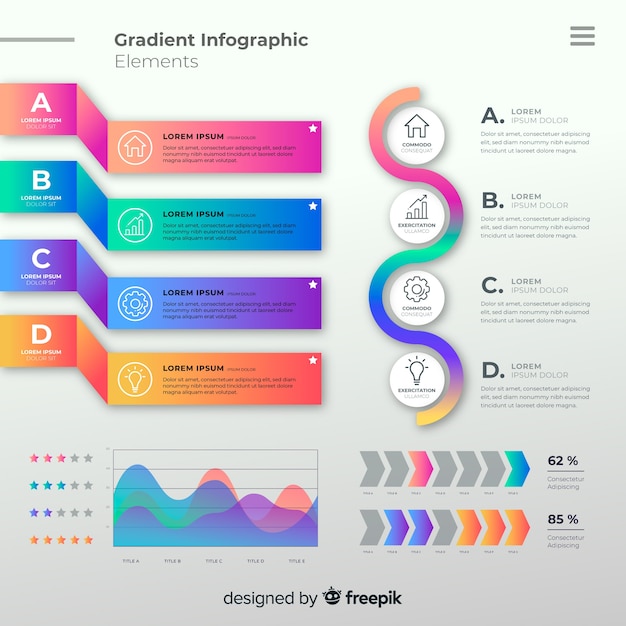 Kostenlose Vektor infographik element sammlung