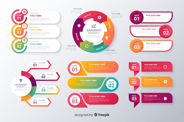 Kostenloser Vektor infographik elementsammlung mit farbverlauf