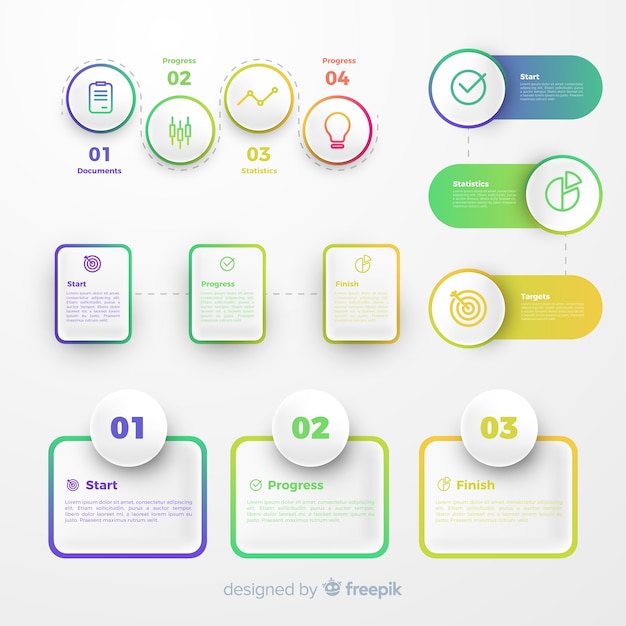 Kostenlose Vektor infographik elementsammlung