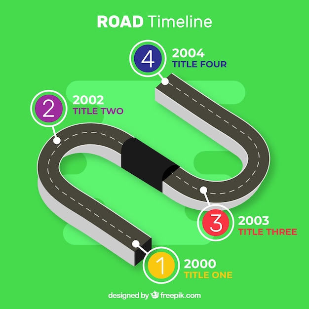 Kostenloser Vektor infographik-timeline-konzept mit straße