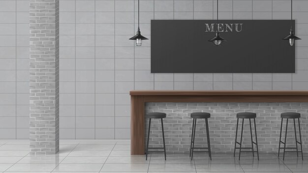 Innenraumvektor des minimalistischen Designs der Bar oder der Kneipe