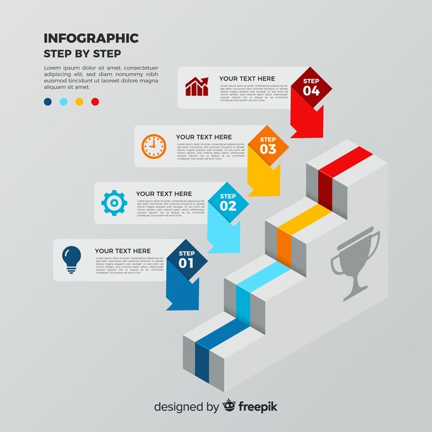 Kostenlose Vektor isometrische infografik schritte konzept