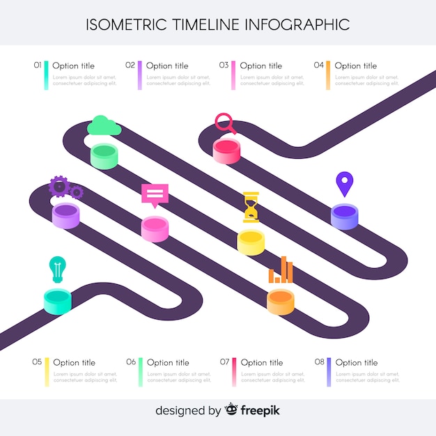 Kostenloser Vektor isometrische infografik-zeitleiste