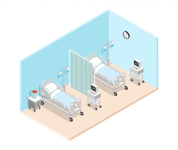 Isometrischer Innenraum der Krankenstation