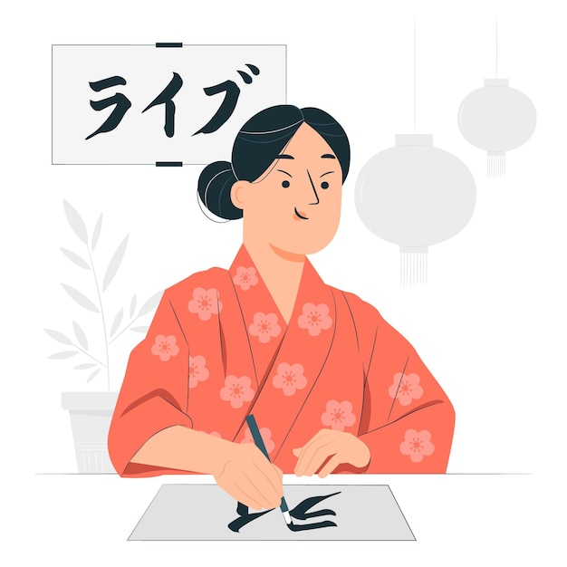 Kostenlose Vektor japanische kalligraphie-konzeptillustration