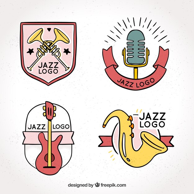 Jazz-Logo-Sammlung mit handgezeichneten Stil