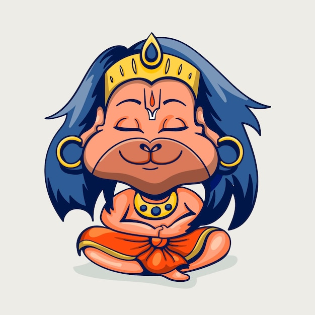 Kostenloser Vektor karikatur hanuman jayanti illustration