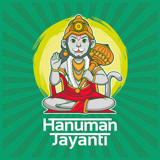 Kostenloser Vektor karikatur hanuman jayanti illustration