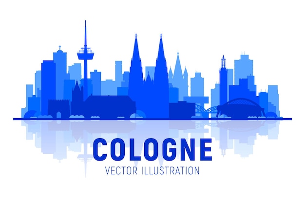 Köln Deutschland Stadtsilhouette Skyline mit Panorama auf weißem Hintergrund Vektor-Illustration Geschäftsreise- und Tourismuskonzept mit alten Gebäuden Bild für Präsentationsbanner-Website