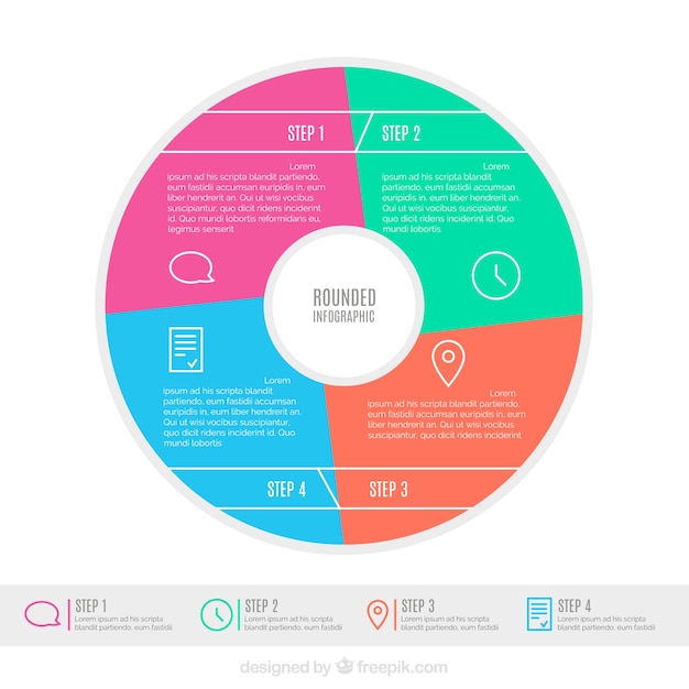 Kostenlose Vektor kreisförmige infografik im minimalistischen stil