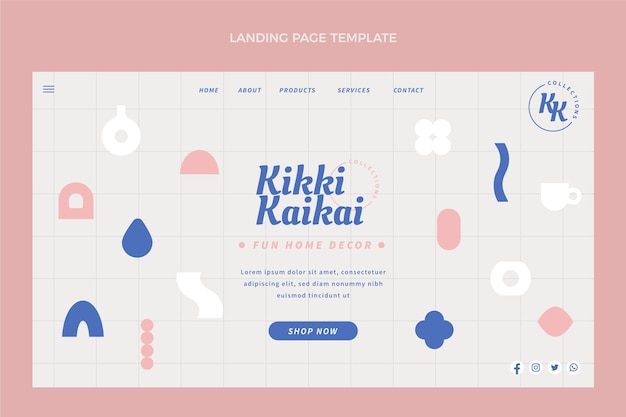 Kostenlose Vektor landing page für boutiquen mit flachem design für wohnkultur