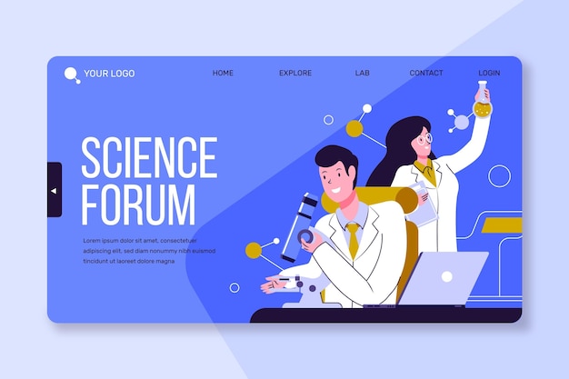 Kostenlose Vektor landing page template wissenschaftliche forschung