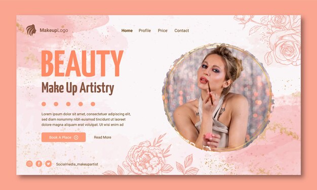 Landing-Page-Vorlage für Aquarell-Make-up-Künstler