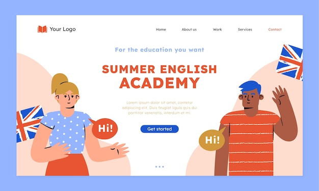 Kostenlose Vektor landingpage-design der englischen schule