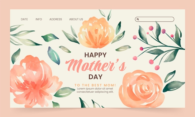 Kostenloser Vektor landingpage-vorlage für den aquarell-muttertag