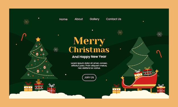 Kostenlose Vektor landingpage-vorlage für die weihnachtszeit